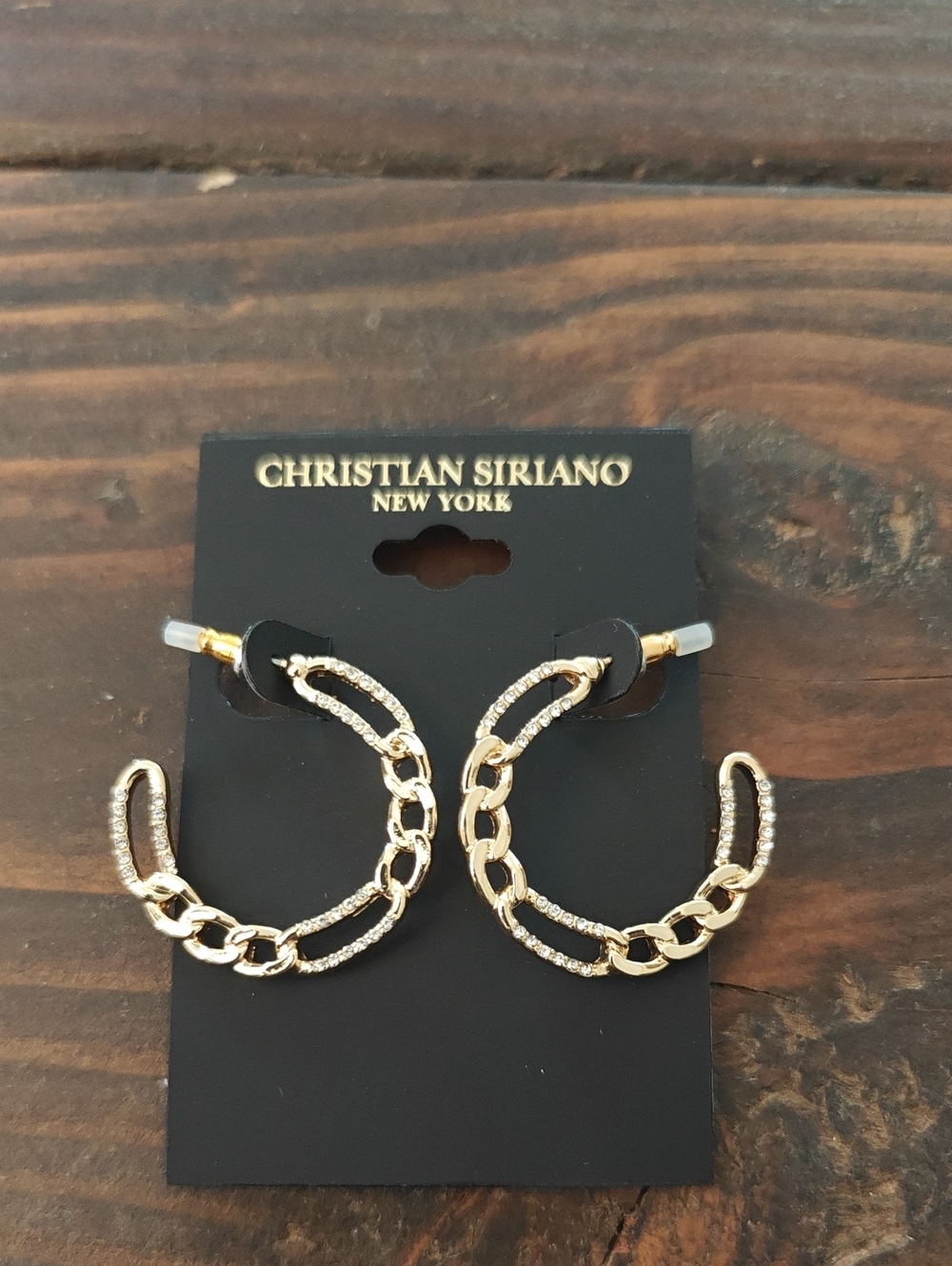 Christian Siriano Gold Chain and Pavé Hoop Earrings AA22 6786